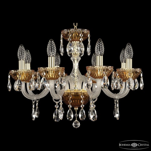 Подвесная люстра Bohemia Ivele Crystal 5417 золото арт. 5417/8/195 G Amber/M-1G