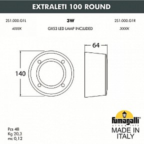 Встраиваемый светильник Fumagalli Extraleti белый арт. 2S1.000.000.WYG1L