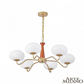 Подвесная люстра Arte Milano AM-Napoli дерево арт. 310166/D780/6 BS/WD