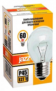 Лампа накаливания Jazzway   арт. P45 240V 60W E27 clear