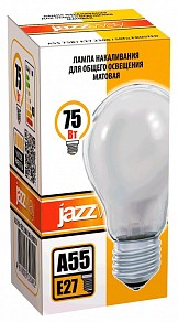 Лампа накаливания Jazzway   арт. A55 240V 75W E27 frosted