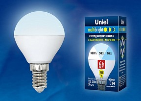 Лампа светодиодная Uniel G45  арт. LED-G45-6W/NW/E14/FR/MB PLM11WH картон