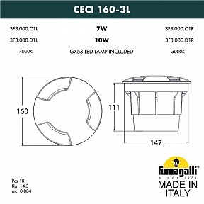 Грунтовый светильник Fumagalli Ceci черный арт. 3F3.000.000.AXD1L