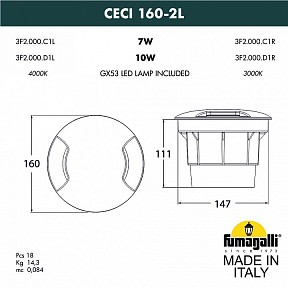 Грунтовый светильник Fumagalli Ceci черный арт. 3F2.000.000.AXD1L