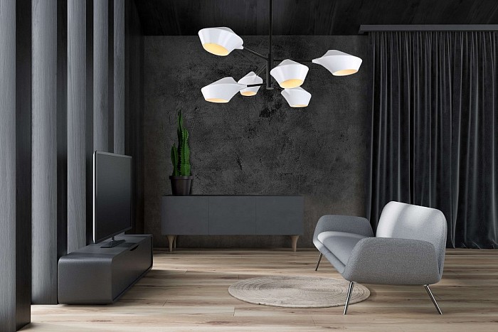 Люстра на штанге LUMINA DECO Romina черный арт. LDP 6037-6 WT+BK