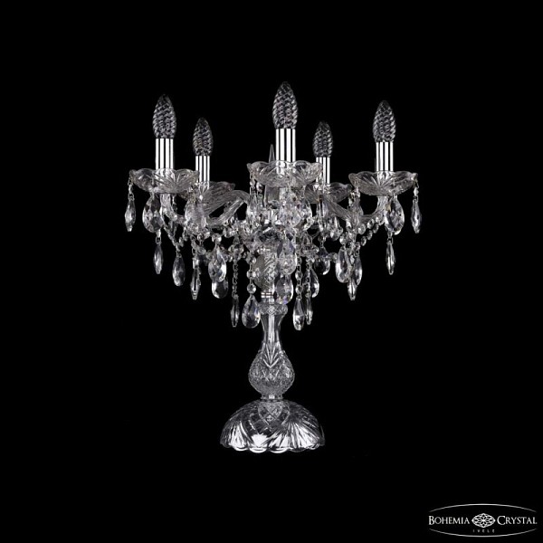 Настольная лампа декоративная Bohemia Ivele Crystal 1415 никель арт. 1415L/5/141-47 Ni
