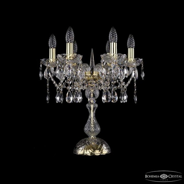 Настольная лампа декоративная Bohemia Ivele Crystal 1413 золото арт. 1413L/6/141-47 G