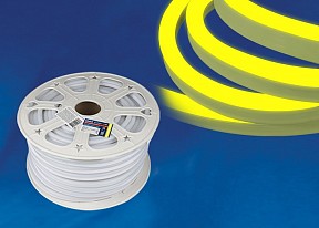 Лента светодиодная Uniel ULS-N21-2835 белый арт. ULS-N21-2835-120LED/m-8mm-IP67-220V-8W/m-50M-YELLOW бобина