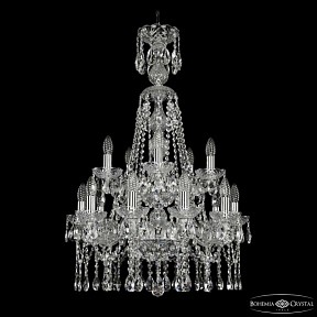 Подвесная люстра Bohemia Ivele Crystal 1413 никель арт. 1413/10+5/200/XL-90/2d Ni