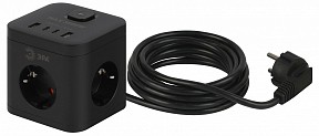 Сетевой фильтр Эра  черный арт. CUBE-3es-1,5m-4USB-B