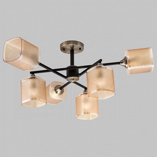 Люстра на штанге Imex MD.4212 черный арт. MD.4212-6-S-BK+AB