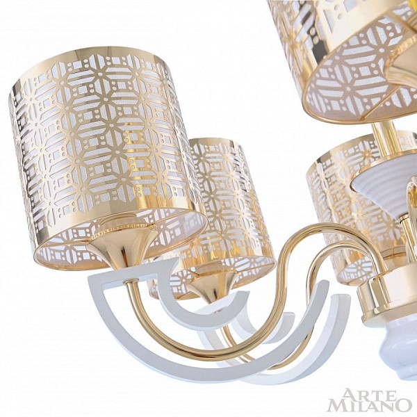 Подвесная люстра Arte Milano Florentia-8857 белый арт. 308857/8 Wh/Gd