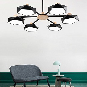 Люстра на штанге Imperiumloft Geometric Черная дерево арт. GEOMETRIC-CH01