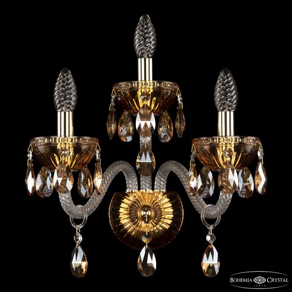 Бра Bohemia Ivele Crystal 5417 золото арт. 5417B/2+1/165 G Amber/M-1G K721