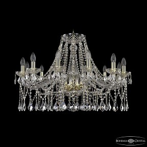 Подвесная люстра Bohemia Ivele Crystal 1413 золото арт. 1413/12/300 G Leafs