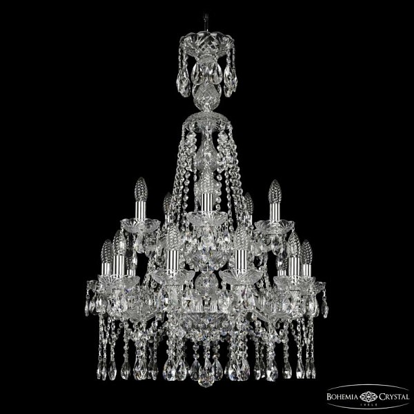 Подвесная люстра Bohemia Ivele Crystal 1413 никель арт. 1413/10+5/200/XL-90/2d Ni