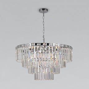 Подвесная люстра Eurosvet Elegante серый арт. 10130/10 хром/прозрачный хрусталь Strotskis