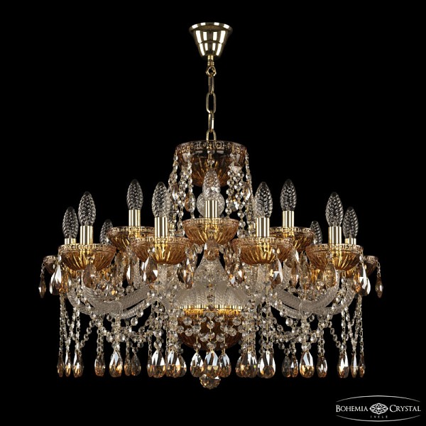 Подвесная люстра Bohemia Ivele Crystal 5413 золото арт. 5413/10+5/240 G Amber/M-1G K721