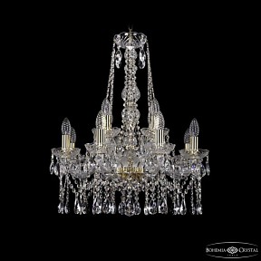 Подвесная люстра Bohemia Ivele Crystal 1413 золото арт. 1413/8+4/200/h-66 G