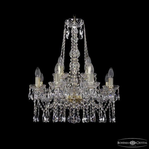 Подвесная люстра Bohemia Ivele Crystal 1413 золото арт. 1413/8+4/200/h-66 G