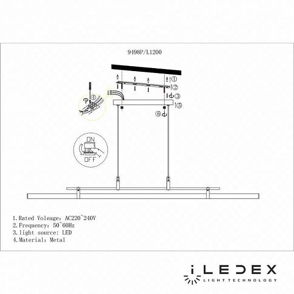 Подвесной светильник iLedex Zoom золото арт. 9498P-46W-3000K GL-BR-WH