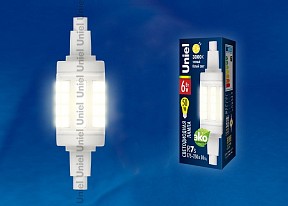 Лампа светодиодная Uniel LED-J78  арт. LED-J78-6W/WW/R7s/CL PLZ06WH картон