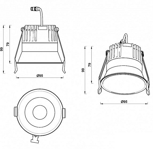 Встраиваемый светильник iLedex Mars черный арт. 212-12W-D95-4000K-24DG-BK