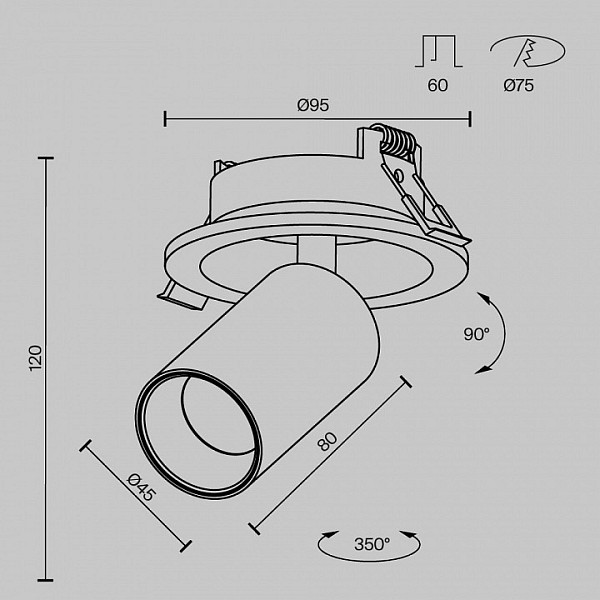 Встраиваемый светильник Maytoni FOCUS LED черный арт. C071CL-7W2.7K-B