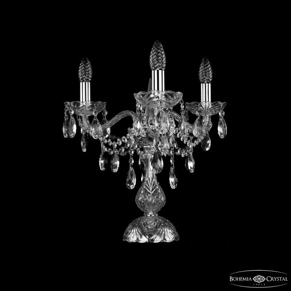 Настольная лампа декоративная Bohemia Ivele Crystal 1415 никель арт. 1415L/3/141-39 Ni