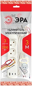 Сетевой фильтр Эра  белый арт. U-3-3m-USB-W