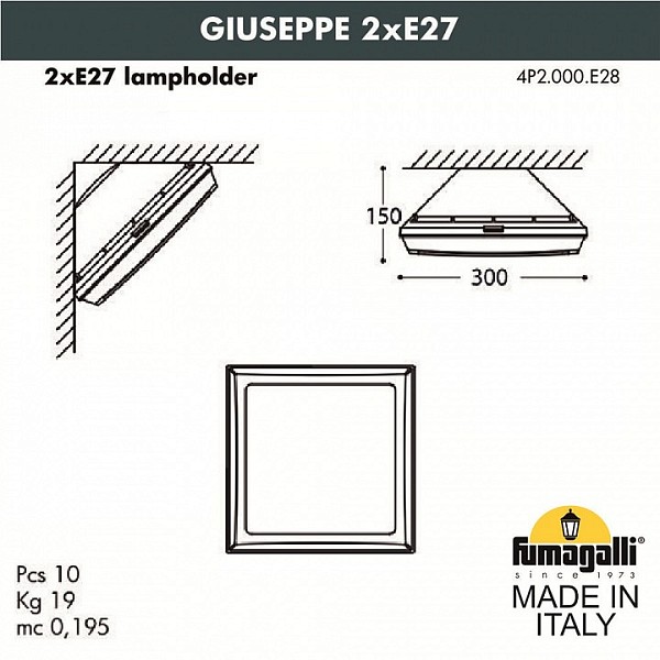 Накладной светильник Fumagalli Guizeppe белый арт. 4P2.000.000.WYF1R