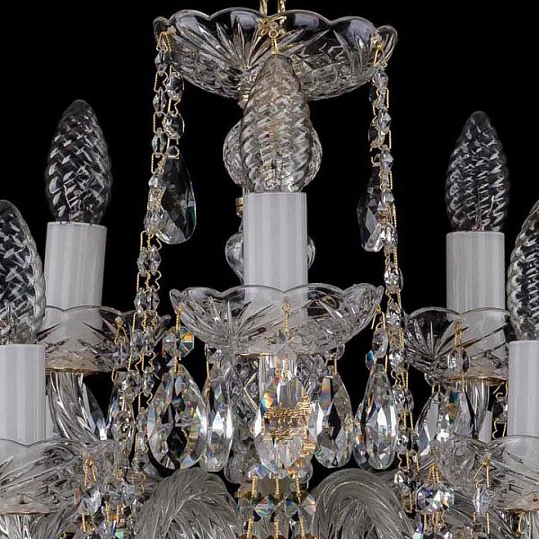 Подвесная люстра Bohemia Ivele Crystal 1402 золото арт. 1402/6_3/195/G