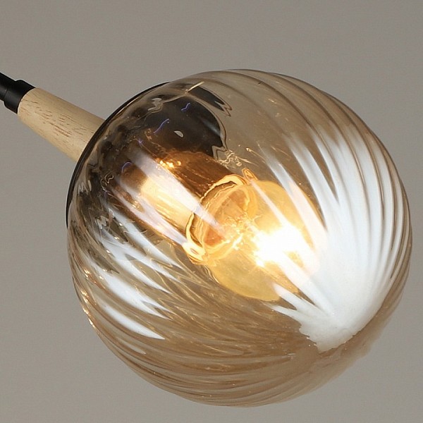 Люстра на штанге Reluce 04886 дерево арт. 04886-0.3-03 BK+WOOD