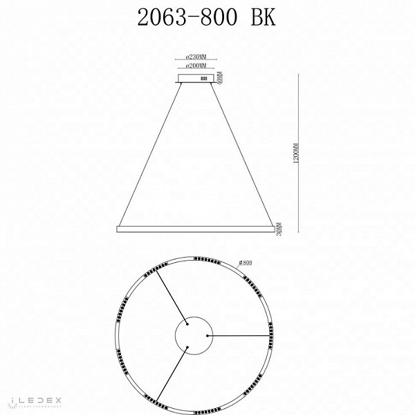 Подвесной светильник iLedex Vision черный арт. 2063-D800 BK