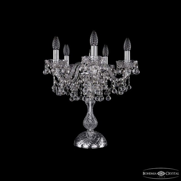 Настольная лампа декоративная Bohemia Ivele Crystal 1409 никель арт. 1409L/5/141-47 Ni