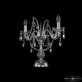 Настольная лампа декоративная Bohemia Ivele Crystal 1411 никель арт. 1411L/2/141-39 Ni