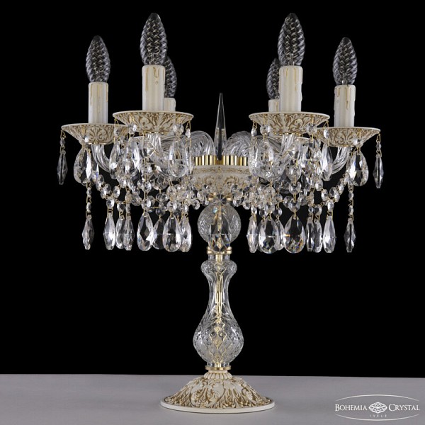 Настольная лампа декоративная Bohemia Ivele Crystal AL1613 белый арт. AL16313L8/6/141-44 WMG