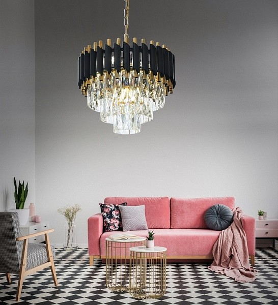 Подвесная люстра LUMINA DECO Funneli золото арт. LDP 6003-400 BK+F.GD