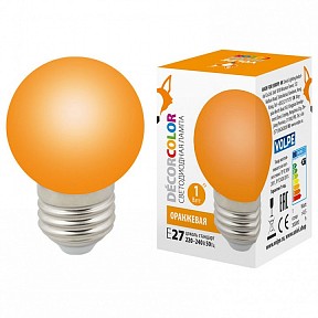 Лампа светодиодная Volpe Sky  арт. LED-G45-1W/ORANGE/E27/FR/С