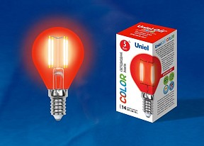 Лампа светодиодная Uniel Air Color  арт. LED-G45-5W/RED/E14 GLA02RD картон