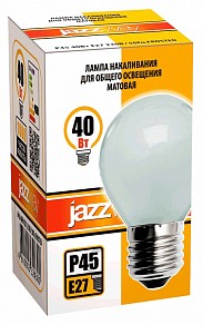 Лампа накаливания Jazzway   арт. P45 240V 40W E27 frosted