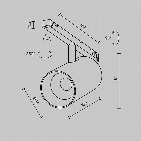 Светильник на штанге Maytoni Technical Фокус черный арт. TR243-12W3K-B