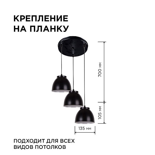 Подвесной светильник Apeyron Electrics  черный арт. 16-65