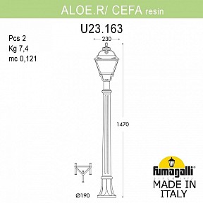 Наземный светильник Fumagalli Cefa черный арт. U23.163.000.AYF1R