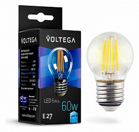 Лампа светодиодная Voltega Globe E27 6W  арт. 7024