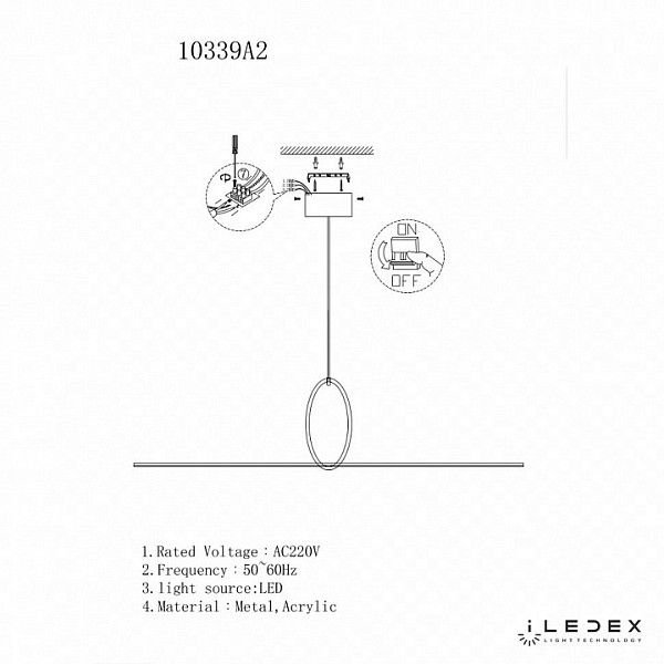 Подвесной светильник iLedex Zoom черный арт. 10339P/A2-35W-3000K BK-WH