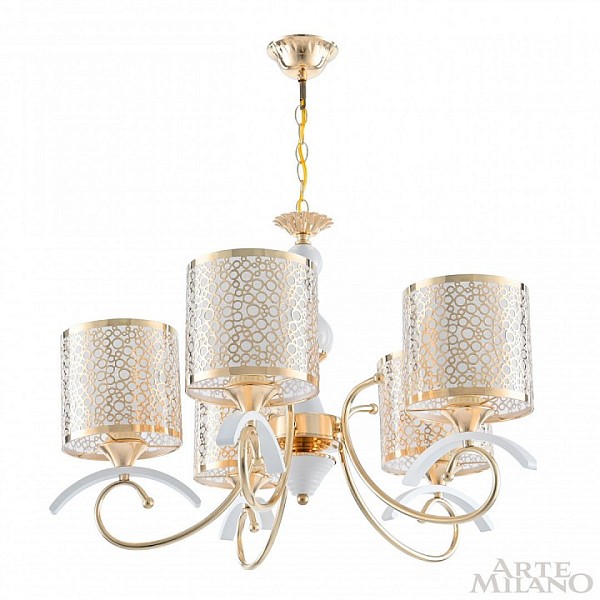 Подвесная люстра Arte Milano Florentia-9787 белый арт. 309787/5 Wh/Gd