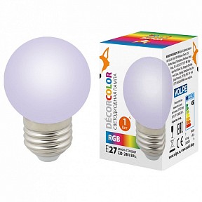 Лампа светодиодная Volpe Sky  арт. LED-G45-1W/RGB/E27/FR/С