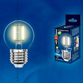 Лампа светодиодная Uniel LED-G45  арт. LED-G45-6W/WW/E27/CL PLS02WH