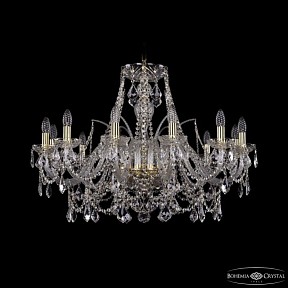 Подвесная люстра Bohemia Ivele Crystal 1411 золото арт. 1411/12/300 G Leafs